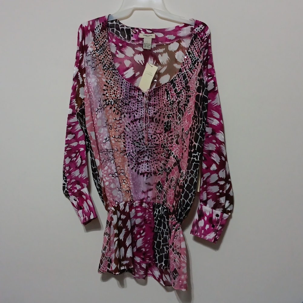 Vertigo Paris Pink and Purple Patterned Blouse 22" Inches Ptp